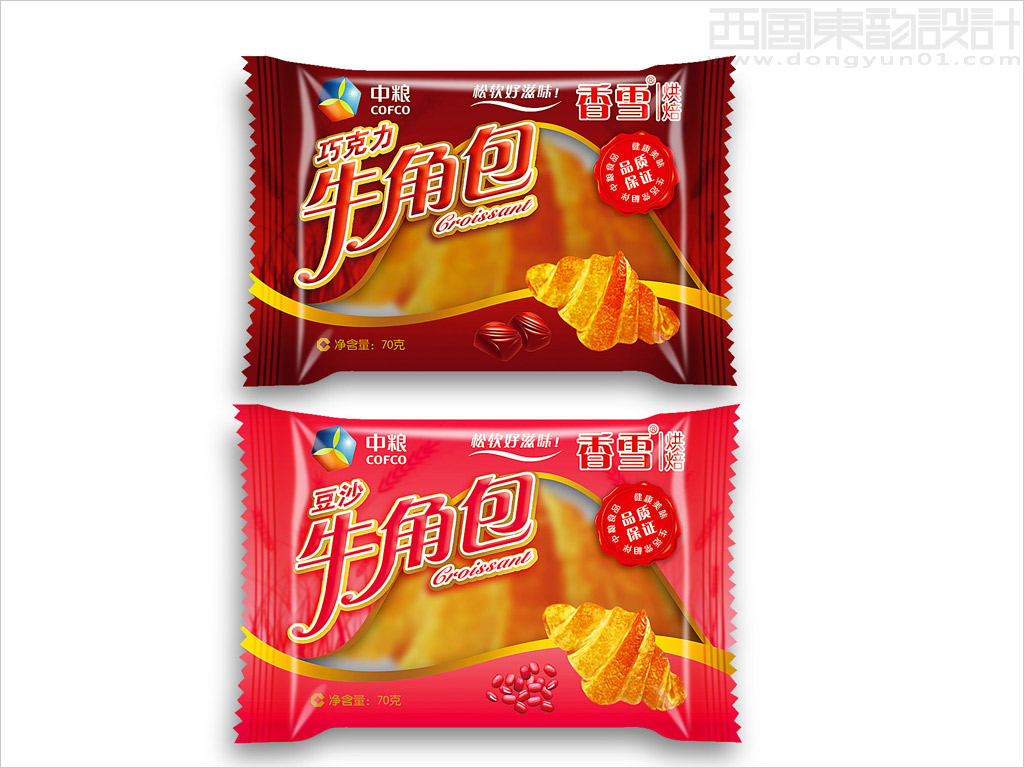 中糧香雪巧克力牛角包包裝設(shè)計、豆沙牛角包包裝設(shè)計