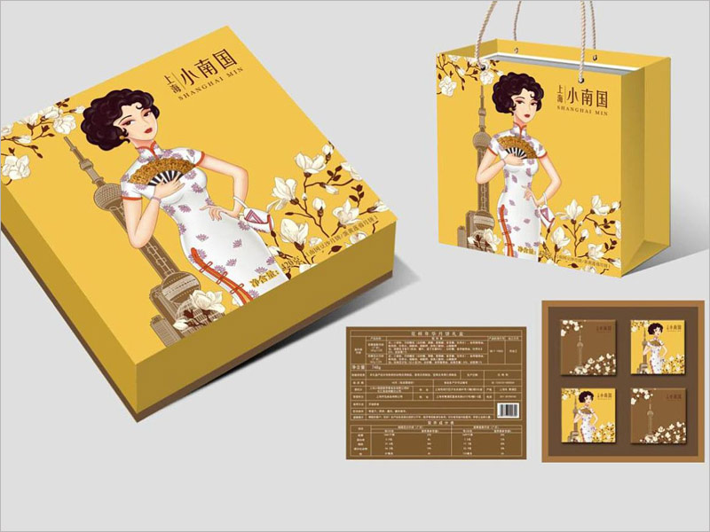 上海小南國月餅禮盒包裝設(shè)計，手繪老上海風(fēng)，獨(dú)具特點(diǎn)