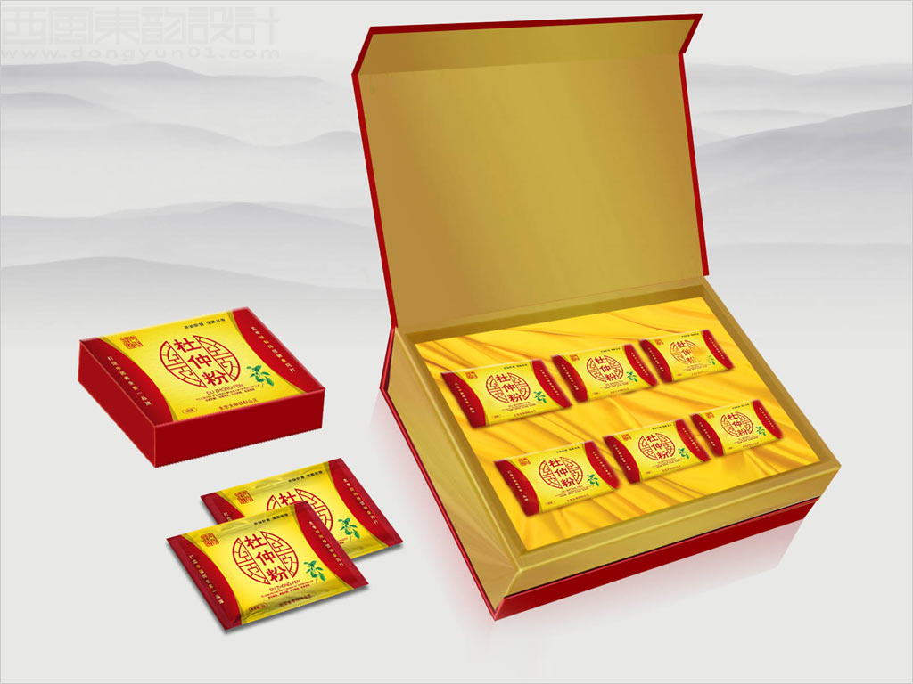 北京太申祥和山莊杜仲粉保健品禮品盒內(nèi)袋小盒包裝設(shè)計