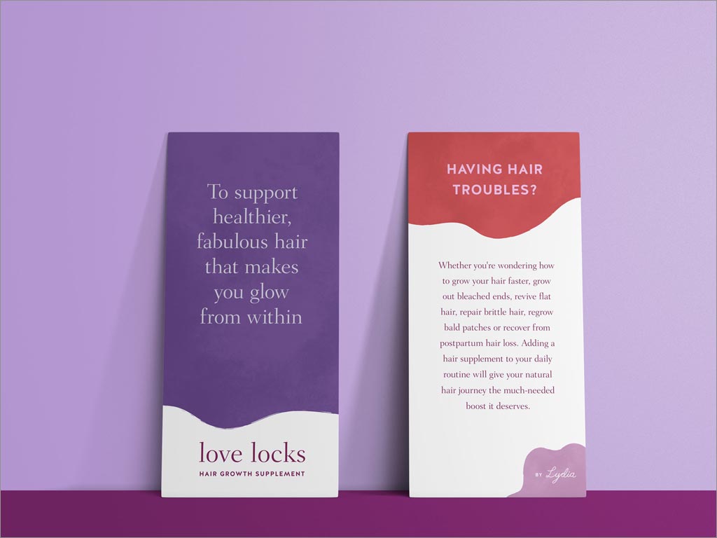 Lydia’s Love Locks護發(fā)素品牌卡片設計