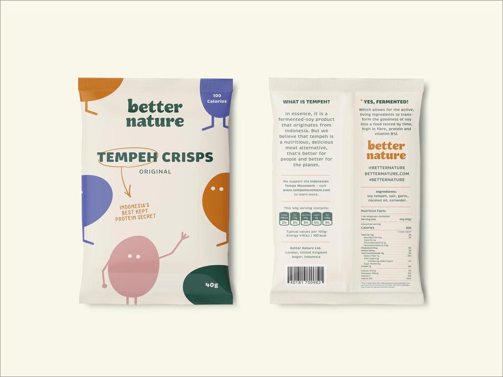 印度尼西亞Better Nature蛋白質(zhì)食品包裝袋設計之正面和背面展示