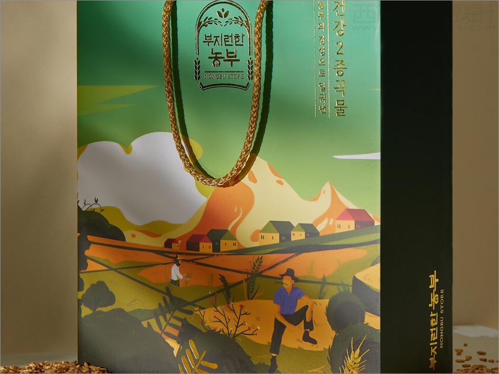 韓國大米雜糧農(nóng)產(chǎn)品包裝設計之正面展示