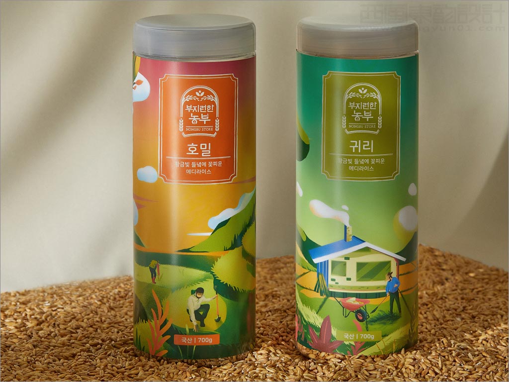 韓國大米雜糧農(nóng)產(chǎn)品標簽包裝設計