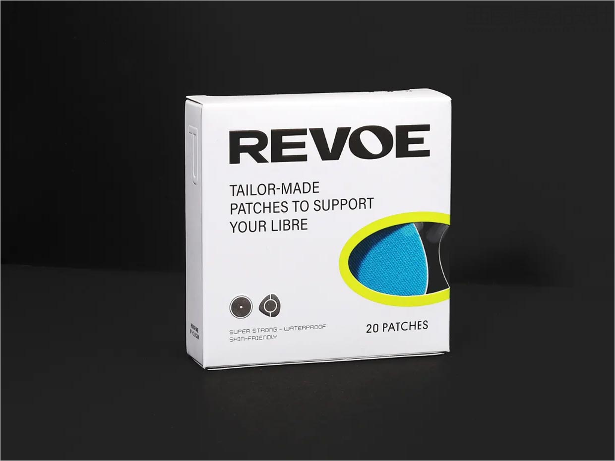 Revoe糖尿病貼片醫(yī)療器械包裝盒設計之正面展示
