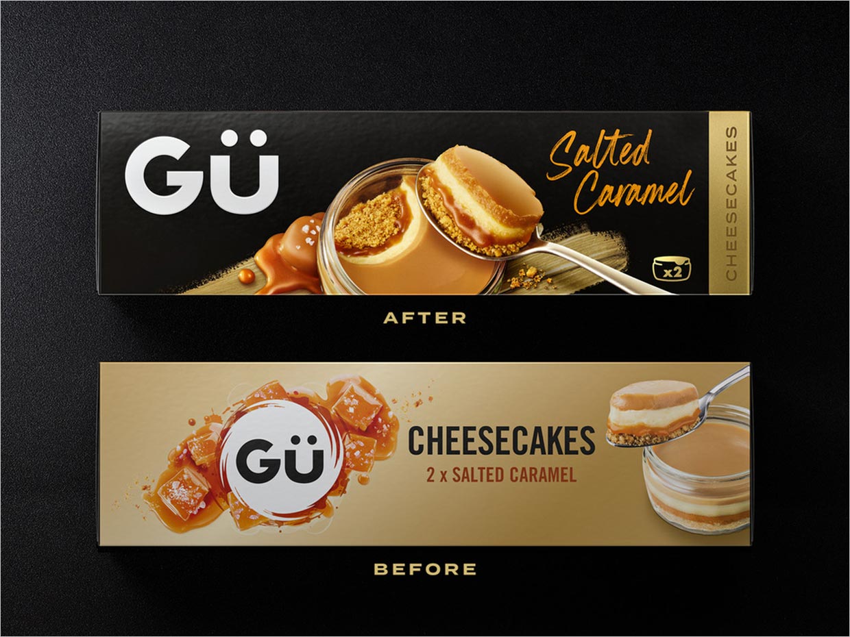 英國Gü甜品烘焙食品包裝設(shè)計(jì)之新舊包裝設(shè)計(jì)對比